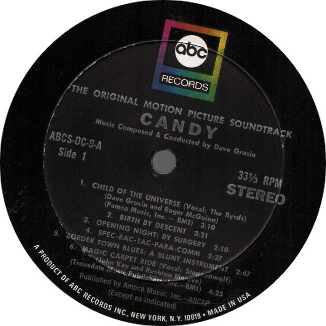 SOUNDTRACK Candy 1968 or. US lp DAVE GRUSIN/ BYRDS/STEPPENWOLF