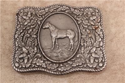 Vintage 1974 Belt Buckle & Belt LTC Western Prod. Co. Horse Roping Rodeo Belt Buckle 1974 Horse Head Flowers Rope Edge Oval Shape  main image 2