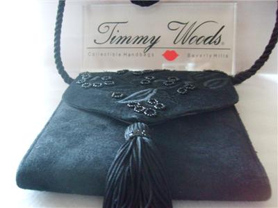 Timmy Woods of Beverly Hills BlackSuede Evening Handbag | eBay