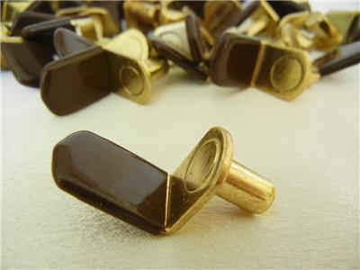 12 Pieces Pk 1//4/" Bracket Style Shelf Support Peg w// Brown Vinyl Sleeve P Brass