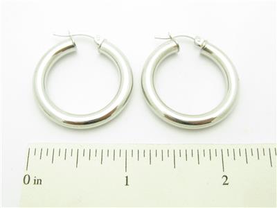 14kt White Gold High Polish Design Hoop Earrings New Gift | eBay