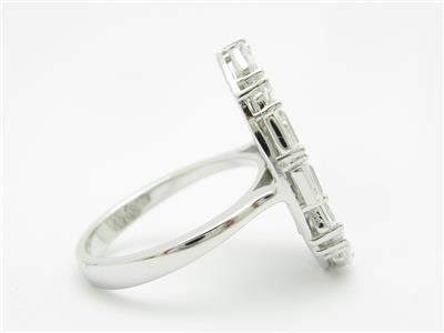 Platinum Sterling Silver White Sapphire Baguette Halo Design Stud Earrings Gift