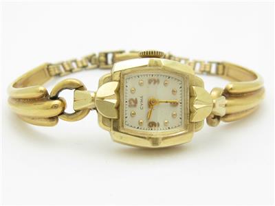 Vintage 14k Yellow Gold CYMA Swiss Made Ladies Estate Solid Link Watch ...