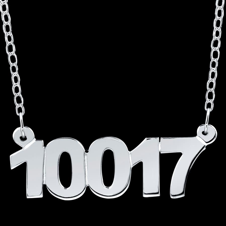 Yellow Gold Sterling Silver ZIP CODE Number Necklace Any Zip Code Available Gift - Picture 5 of 7
