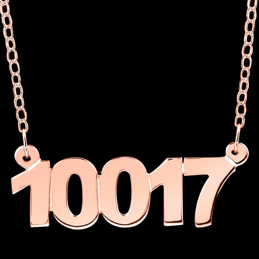 Yellow Gold Sterling Silver ZIP CODE Number Necklace Any Zip Code Available Gift - Picture 6 of 7