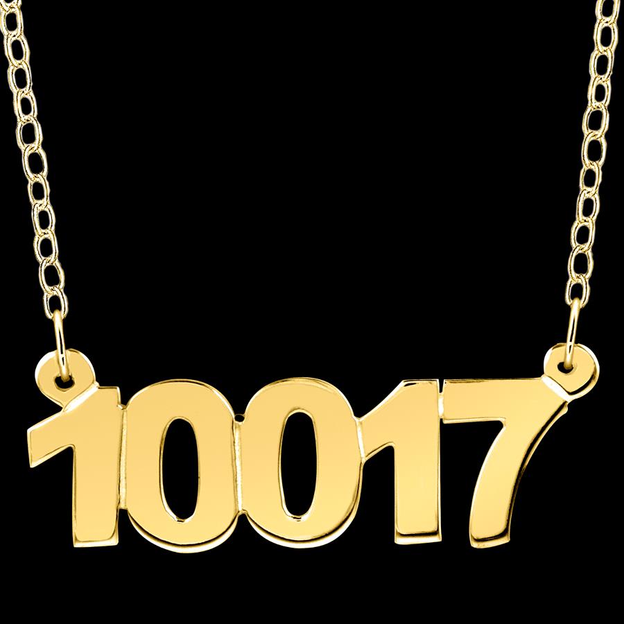 Yellow Gold Sterling Silver ZIP CODE Number Necklace Any Zip Code Available Gift - Picture 7 of 7