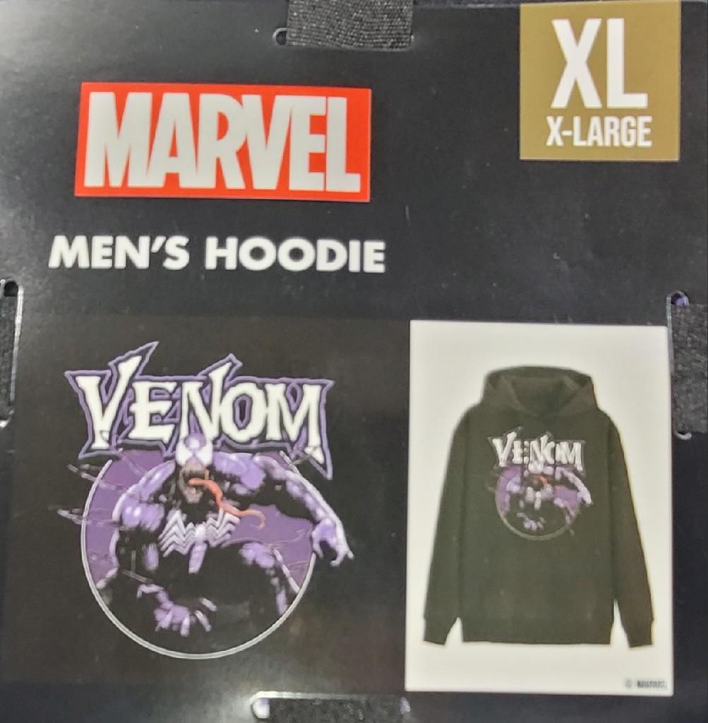 NEW MENS MARVEL VENOM BLACK PULLOVER KANGAROO HOODIE SWEATSHIRT XL XXL XXXL - Picture 2 of 4