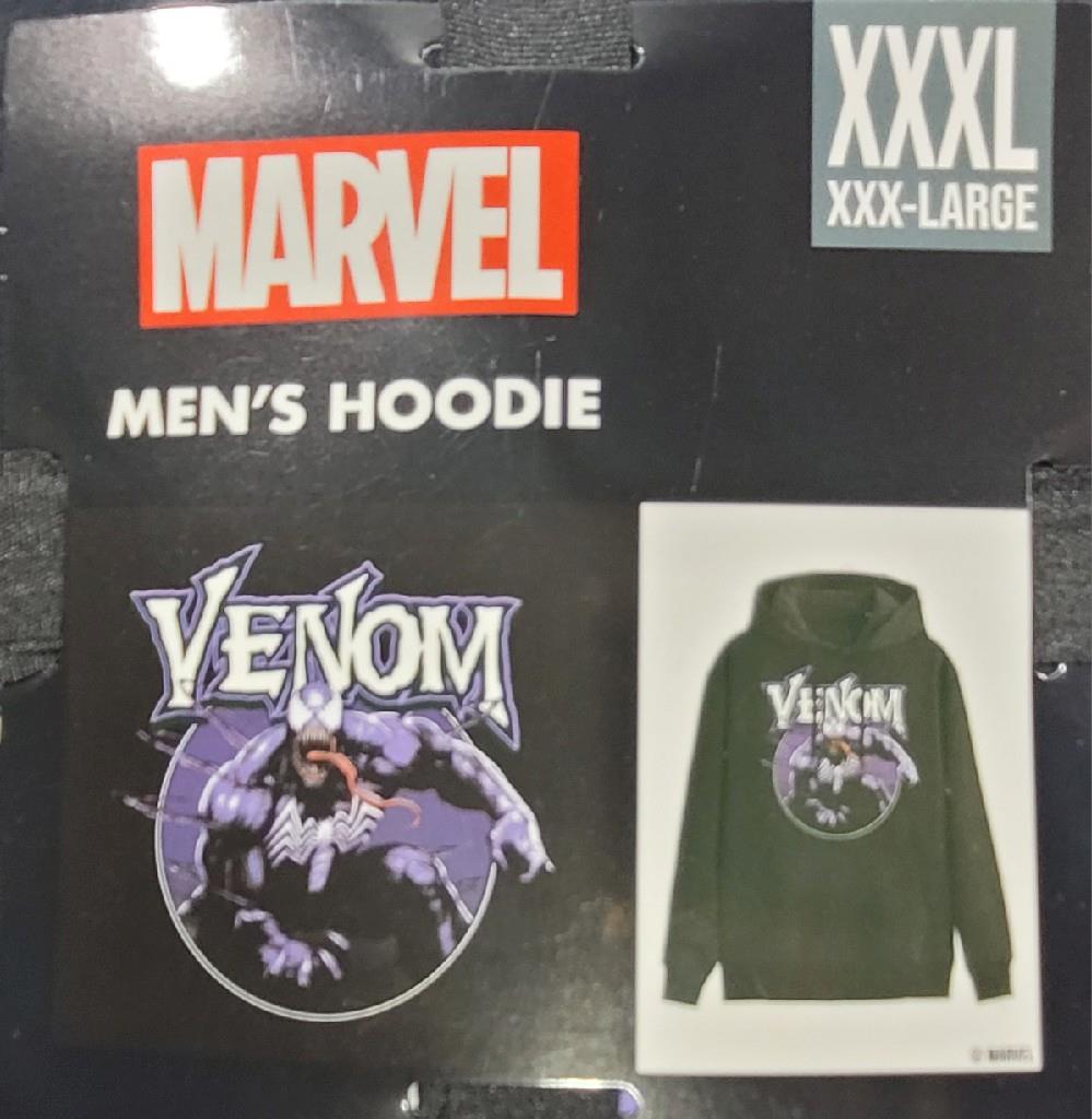 NEW MENS MARVEL VENOM BLACK PULLOVER KANGAROO HOODIE SWEATSHIRT XL XXL XXXL - Picture 4 of 4