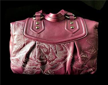 RARE Coach Ltd Ed Madison Violet Floral Embroidered Leather Audrey