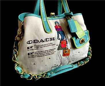 RARE Coach Ltd Ed Bonnie Jeweled Canvas Carryall Handbag