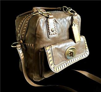 COACH Ltd Ed Ginger Whipstitch Camel Brown Leather Tote Bag Purse