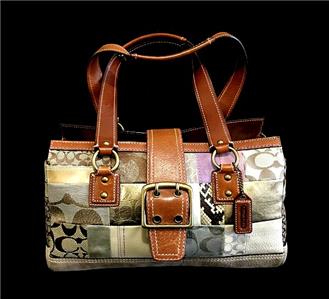 バッグ Coach Bleecker Signature Patchwork Bag Coach Ltd Ed Bleecker Multicolor Purple Patchwork Leather