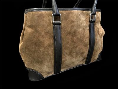 NEW COACH HAMPTONS CHOCOLATE BROWN FINEST SUEDE MEDIUM CARRYALL