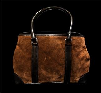 NEW COACH HAMPTONS CHOCOLATE BROWN FINEST SUEDE MEDIUM CARRYALL