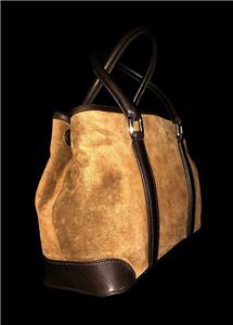 NEW COACH HAMPTONS CHOCOLATE BROWN FINEST SUEDE MEDIUM CARRYALL