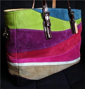NEW Coach Ltd Ed Large Wave Multicolor Suede Gallery Tote Purse
