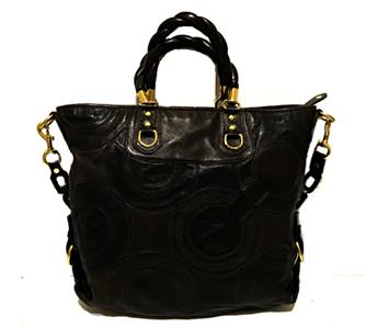 RARE COACH MADISON INLAID OP ART LEATHER LG JULIANNE TOTE BAG