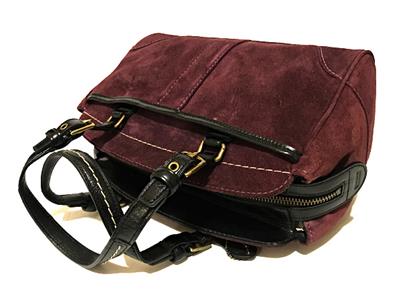 NEW Coach Soho Burgundy Suede Leather Medium Gallery Tote Bag