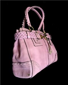 COACH HAMPTONS VTG ROSE PINK LEATHER CARRYALL BRAIDED BUSINESS