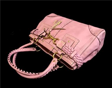 COACH HAMPTONS VTG ROSE PINK LEATHER CARRYALL BRAIDED BUSINESS