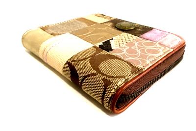 小物 Vintage Coach Patchwork Fold Wallet NEW Coach Ltd Ed Multi Khaki Patchwork Accordion Zip Around