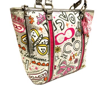 MINT Coach Poppy Bandana Butterfly Graffiti Handbag Tote Bag Purse