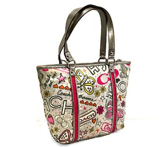 MINT Coach Poppy Bandana Butterfly Graffiti Handbag Tote Bag Purse