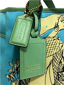 Coach Ltd Ed Bonnie Cashin Graphic Sky Blue LG Canvas Gallery Tote