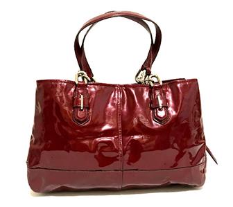 Coach Chelsea Jayden LG Red Burgundy Wine Patent Leather Tote