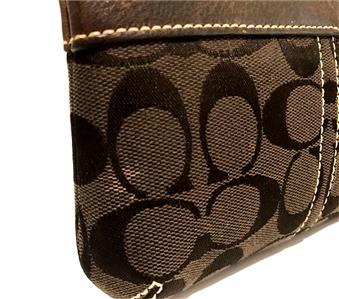 RARE COACH SOHO SIGNATURE C CHOCO BROWN LEATHER TRIM PURSE BAG