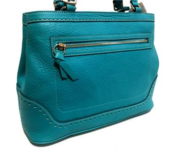 NWT Coach Hamptons Azure Blue Pebbled Leather Sm Carryall