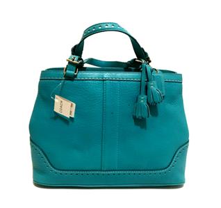 NWT Coach Hamptons Azure Blue Pebbled Leather Sm Carryall