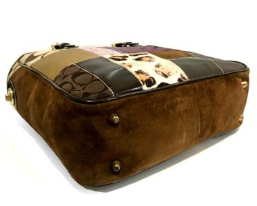 NICE COACH HOLIDAY PATCHWORK PATENT TRIM LG GALLERY BOOK TOTE