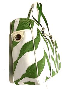 NICE COACH LTD ED GREEN WHITE ZEBRA PATCHWORK LG GALLERY MULTI