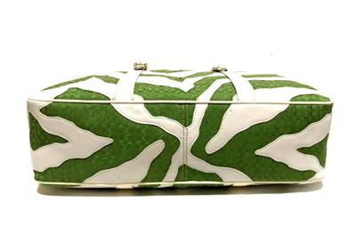 NICE COACH LTD ED GREEN WHITE ZEBRA PATCHWORK LG GALLERY MULTI