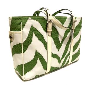 バッグ Vintage Coach Zebra Far Tote Bag Rare NICE COACH LTD ED GREEN WHITE ZEBRA PATCHWORK LG GALLERY MULTI
