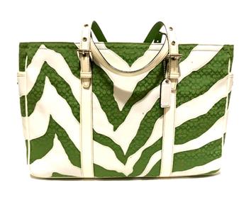 NICE COACH LTD ED GREEN WHITE ZEBRA PATCHWORK LG GALLERY MULTI