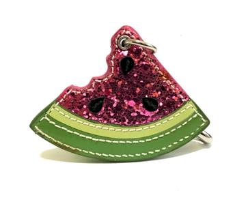 NICE Coach Green Pink Glitter Watermelon Motif Key Fob Key Chain
