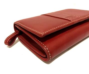 小物 OLD COACH Folding wallet leather red Coach Vintage Hamptons RED Leather Bifold Zip Around Coin