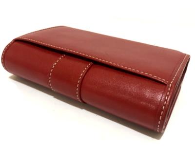 小物 OLD COACH Folding wallet leather red Coach Vintage Hamptons RED Leather Bifold Zip Around Coin