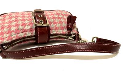 RARE COACH VTG WOOL HOUNDSTOOTH PINK BURGUNDY BUCKLE DEMI