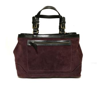 NEW Coach Hamilton Eggplant Purple Suede Leather XL Carryall Tote