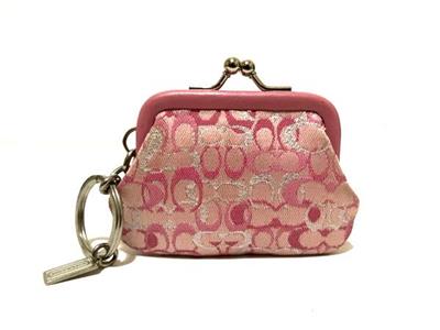 バッグ Coach Optic Signature Kisslock Pouch Coach Optic Signature Kisslock Pouch Top Handle Bag Pink