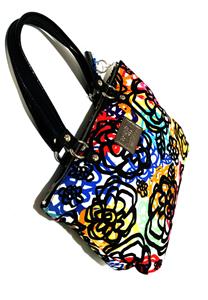 NICE COACH MULTICOLOR FLORAL POPPY GRAFFITI PRINT TOTE SHOULDER