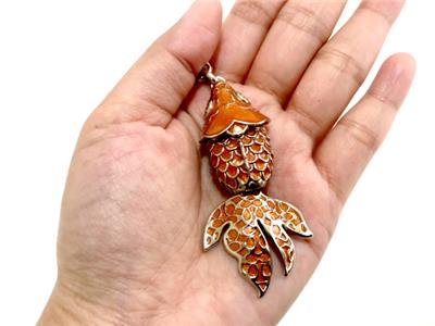 RARE Coach Ltd Ed 3D Movable Large Orange Koi Fish Key Fob Key