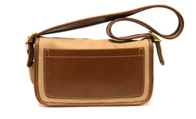 COACH VTG LEGACY DEMI BROWN CANVAS LEATHER FLAP SM SHOULDER