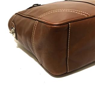 NICE COACH NATURAL COWHIDE WALNUT BROWN LEATHER LUNCH GALLERY TOTE