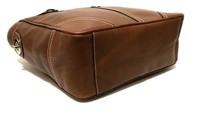 NICE COACH NATURAL COWHIDE WALNUT BROWN LEATHER LUNCH GALLERY TOTE