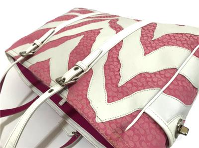 COACH LTD ED PINK WHITE ZEBRA PATCHWORK LG GALLERY MULTI TOTE BAG