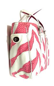 COACH LTD ED PINK WHITE ZEBRA PATCHWORK LG GALLERY MULTI TOTE BAG